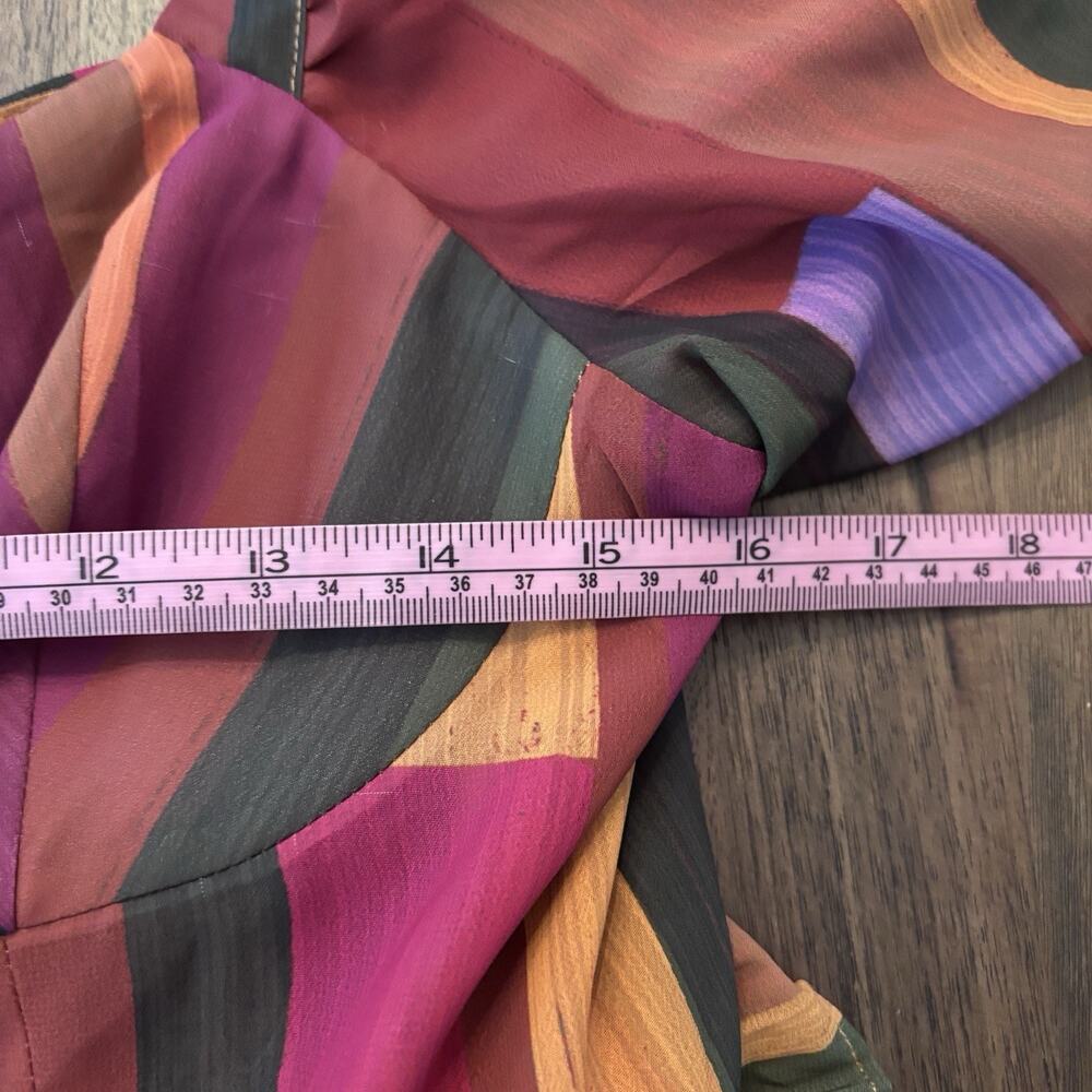 Farm Rio Painted Multicolor Stripes Tiered Maxi Dress L Patchwork Bohemian - Picture 7 of 9